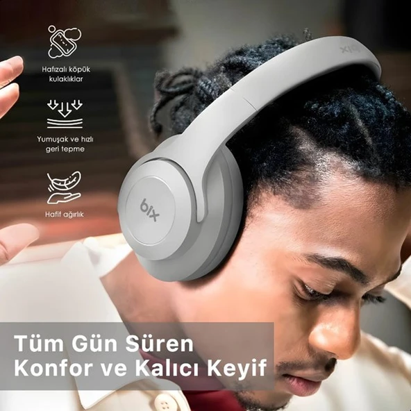 BİX BH2-IG BUZ GRİSİ SOUNDCRAFT BH2 KATLANABİLİR KULAKÜSTÜ KABLOSUZ KULAKLIK - 5