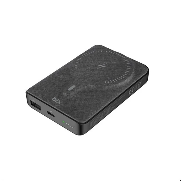 BİX 10000mAh BXPB105-BK 22.5W-15W Type-C Micro USB KABLOSUZ LED GÖSTERGELİ Siyah POWERBANK - 2