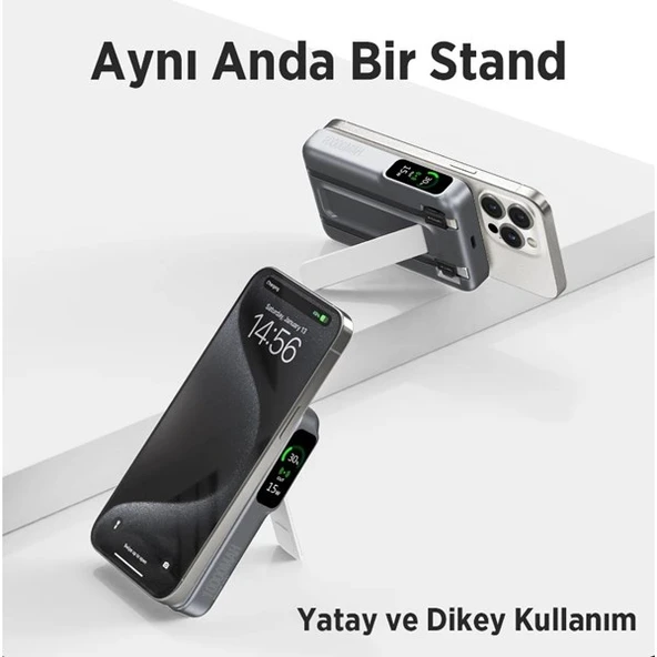 BİX 10000mAh TPB16-GR 6'SI 1 ARADA OLED EKRANLI Gri KABLOSUZ POWERBANK - 4