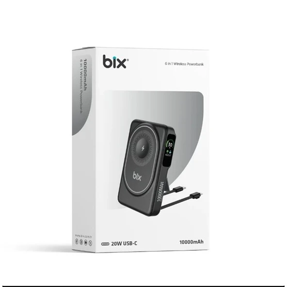 BİX 10000mAh TPB16-BK 6'SI 1 ARADA OLED EKRANLI Siyah KABLOSUZ POWERBANK - 1