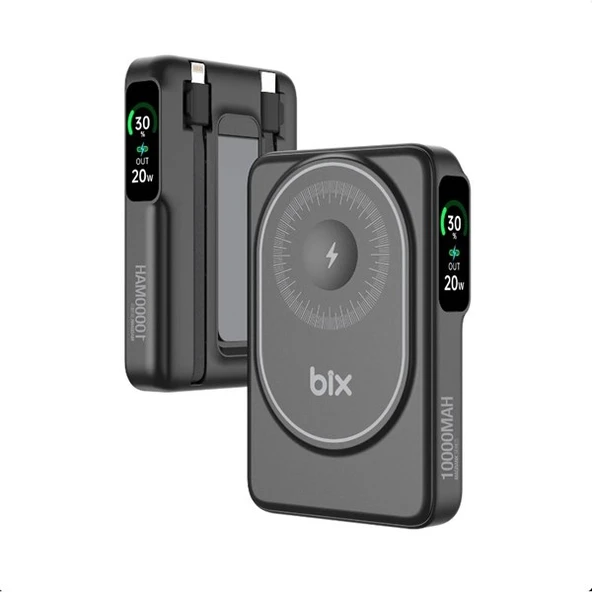 BİX 10000mAh TPB16-BK 6'SI 1 ARADA OLED EKRANLI Siyah KABLOSUZ POWERBANK - 7