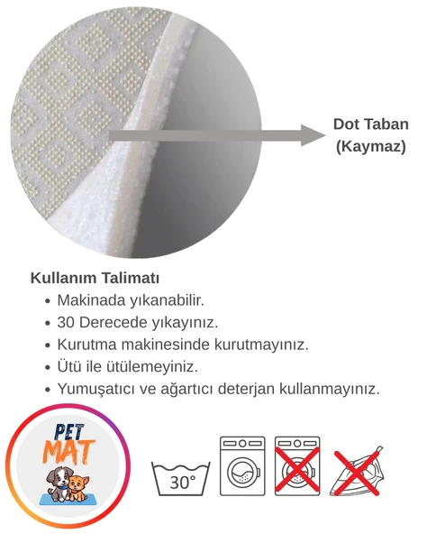 Petmat Kedi Mama Paspası , Kaymaz Taban , Yıkanabilir , Evcil Hayvan Paspası 029-M - 2