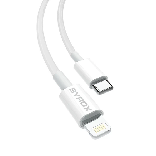 Syrox C147 QC 3.0A 20W 1mt Type-C - Lightning Şarj & Data Kablosu - Beyaz ürün görseli