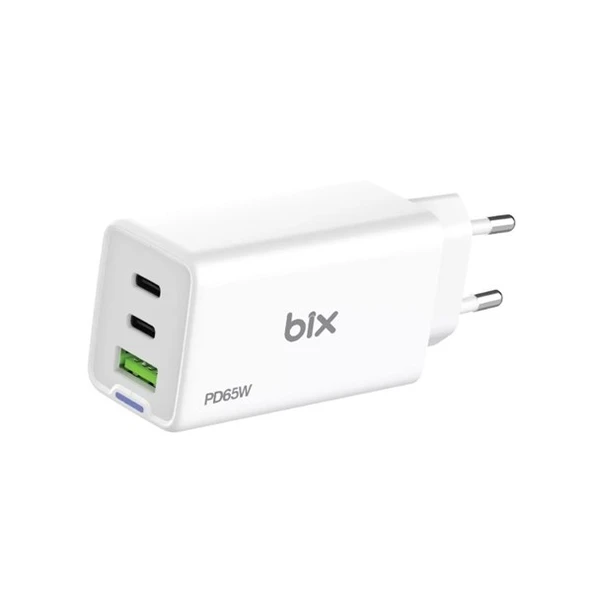 BİX BX3P66G-WE 65W ŞARJ ADAPTÖR TYPE-C/USB Beyaz - Resim 3