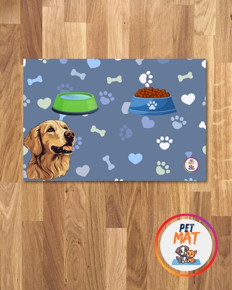 Petmat Kedi Mama Paspası , Kaymaz Taban , Yıkanabilir , Evcil Hayvan Paspası 1003-M