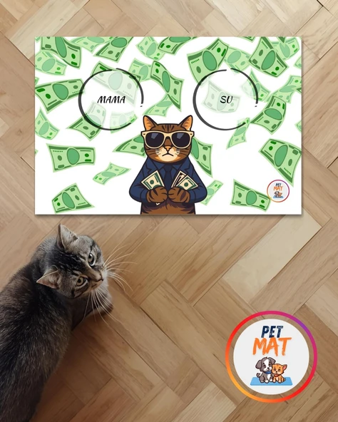 Petmat Kedi Mama Paspası , Kaymaz Taban , Yıkanabilir , Evcil Hayvan Paspası 030-Z