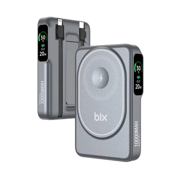 BİX 10000mAh TPB16-GR 6'SI 1 ARADA OLED EKRANLI Gri KABLOSUZ POWERBANK - 6