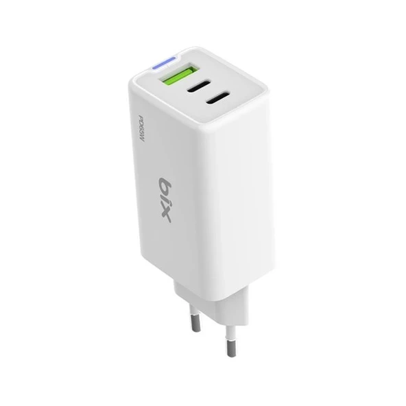 BİX BX3P66G-WE 65W ŞARJ ADAPTÖR TYPE-C/USB Beyaz - Resim 2