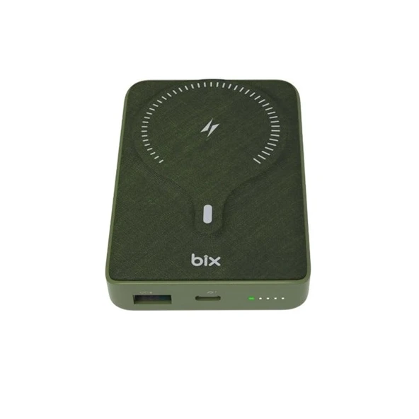 BİX 10000mAh BXPB105-GRE 22.5W-15W Type-C Micro USB KABLOSUZ LED GÖSTERGELİ Yeşil POWERBANK - 3