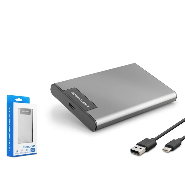 Hadron HDX1782 SATA3 2.5" RTL9201R Çip Type-C 3.1 Kablolu Alüminyum Kasa HDD/SSD Kutusu - Gümüş - 1