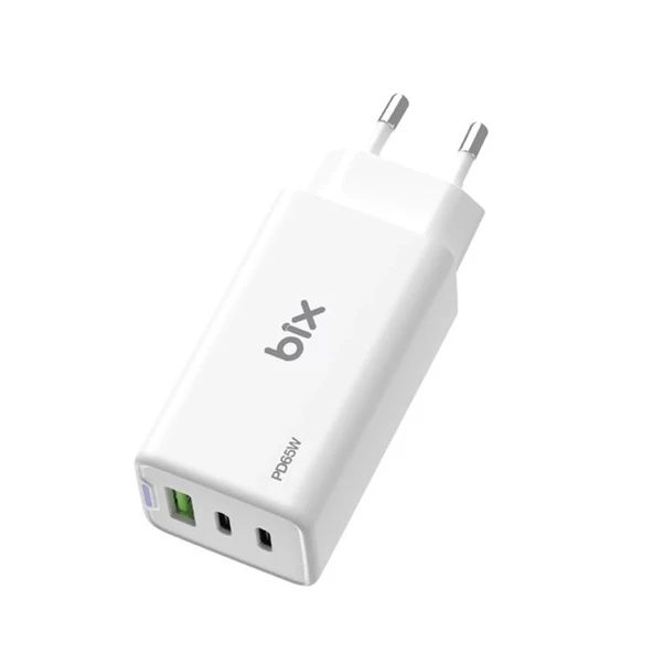 BİX BX3P66G-WE 65W ŞARJ ADAPTÖR TYPE-C/USB Beyaz - Resim 4