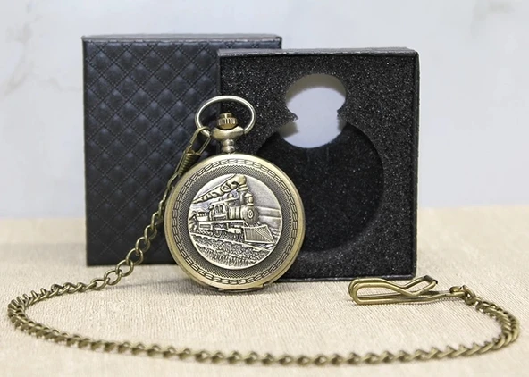 Özel Kutulu Tren Temalı Köstekli Saat Alk4670