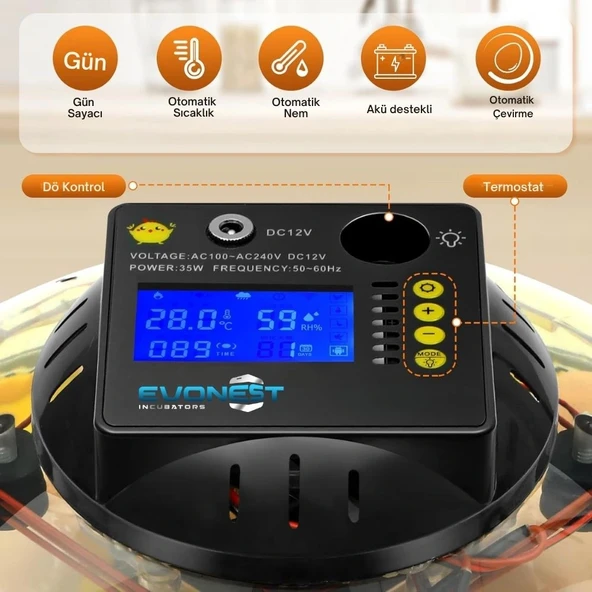 Evonest Evo-UFO-48 | 48 Yumurtalık UFO Model Tam Otomatik Kuluçka Makinesi - 4