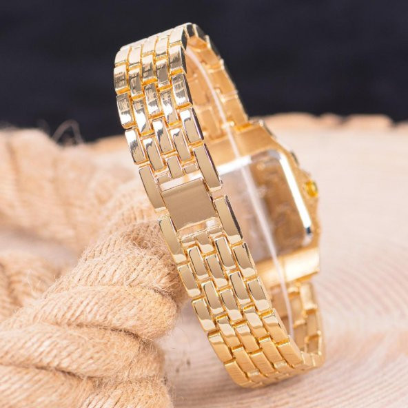 Roma Rakamlı Sarı Çelik Kordonlu Zirkon Taş Kaplama Retro Model Kadın Saat ST-303999 - 2
