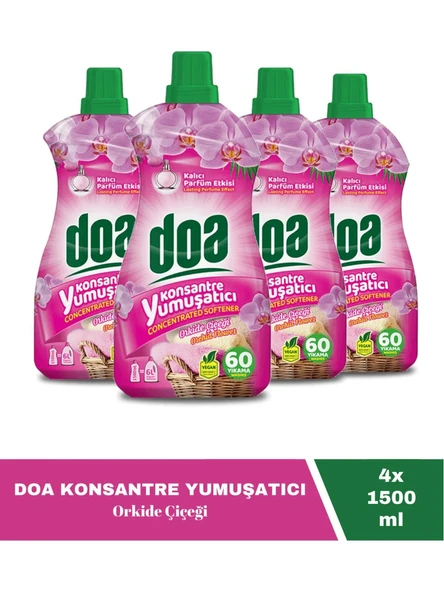 Doa Konsantre Çamaşır Yumuşatıcı Orkide 60 Yıkama 1500 Ml x 4 Adet