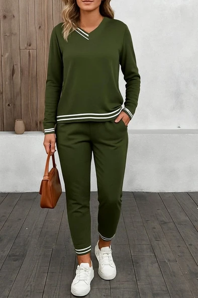 Kadın Uzun Kollu Ribana Detay Viskon Iki Iplik Ikili Takım - Resim 2