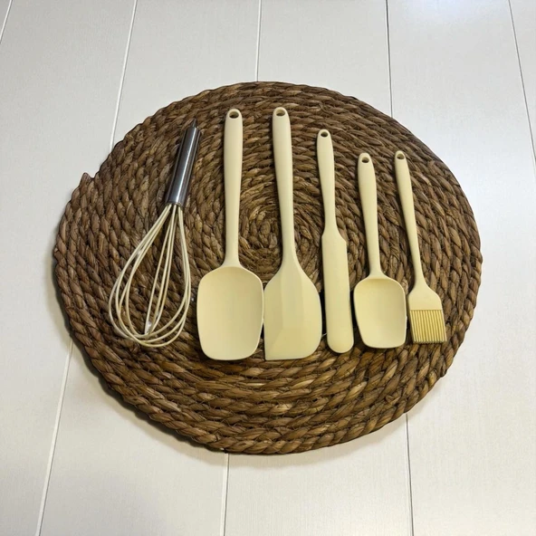 Elegant 6 parça silikon servis seti takımı krem - Resim 2