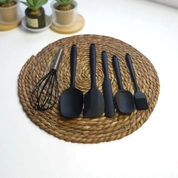 Elegant 6 parça silikon servis seti takımı siyah - Resim 2