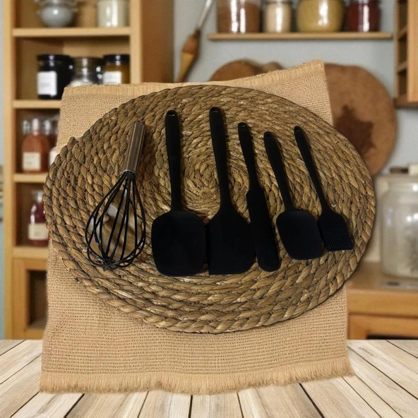 Elegant 6 parça silikon servis seti takımı siyah ürün görseli 1