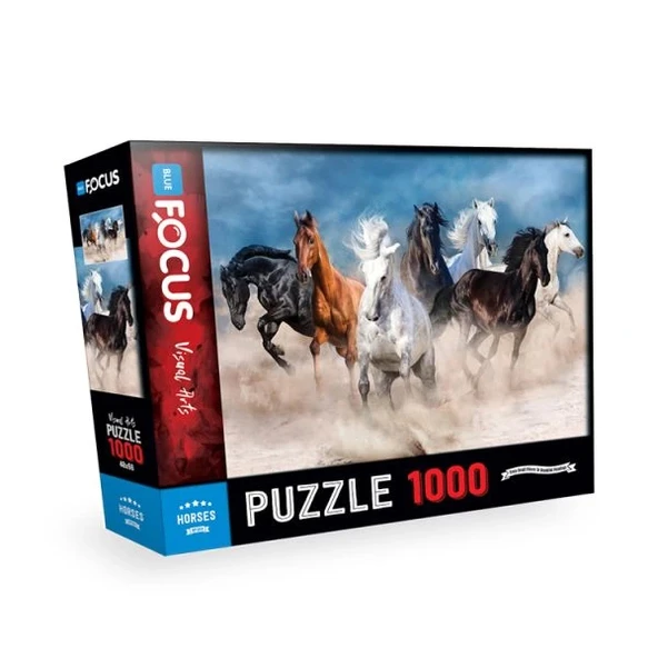 Blue Focus Horses (Atlar) - Puzzle 1000 Parça ürün görseli