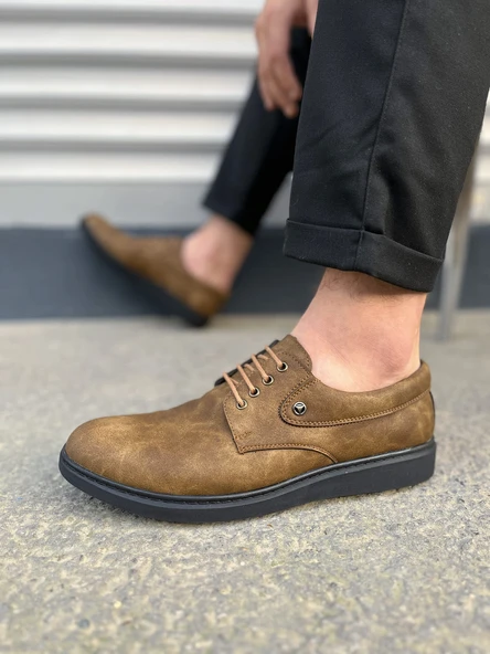 JY0610 Clasico Bağcıklı Cilt Erkek Günlük Klasik Ayakkabı CST - Camel - Resim 3