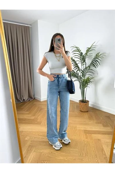 Marka Açık Mavi Kot Pantolon Denim Pantolon Strai?ght Jean