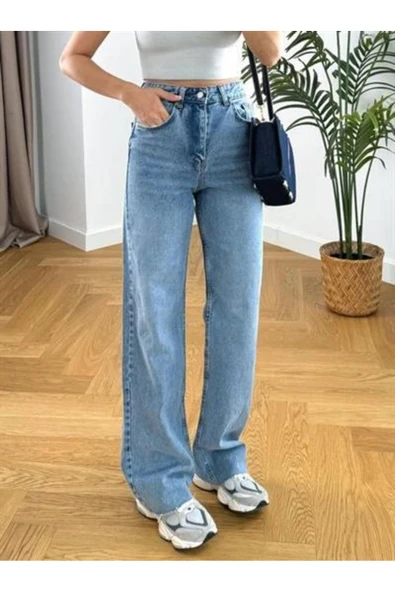 Marka Açık Mavi Kot Pantolon Denim Pantolon Strai?ght Jean - 2