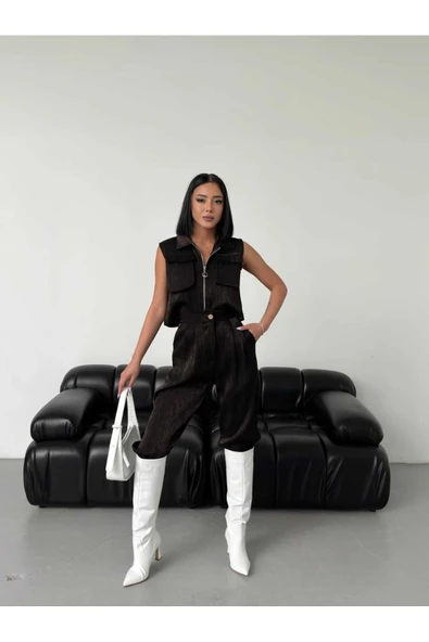 Fermuarlı Gömlek Pantolon Takım Yelek Pantolon Takım - 2