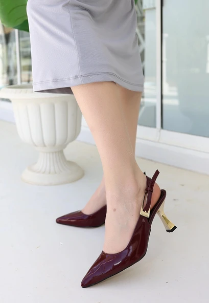 Zalin Bordo Rugan Topuklu Ayakkabı ürün görseli 1