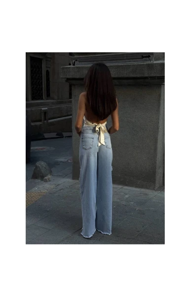 Pinterest Tasarım Taşlı Baggy Kot Pantolon - 4