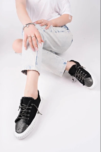 Enber Siyah Kot Bağcıklı Spor Ayakkabı - Resim 2