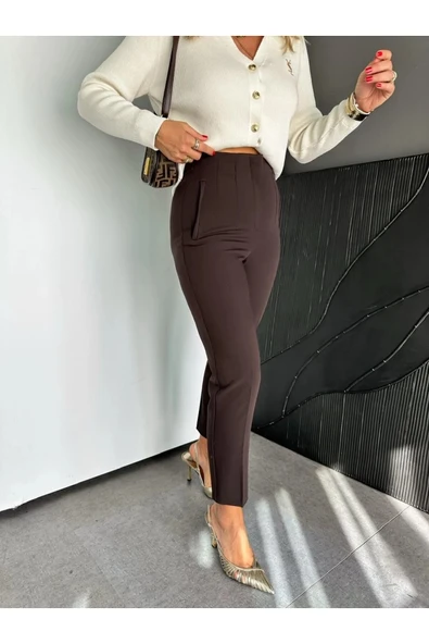 ZR Model Orijinal Marka Fileto Detaylı Kumaş Pantolon Dar Paça Pantolon - Resim 8