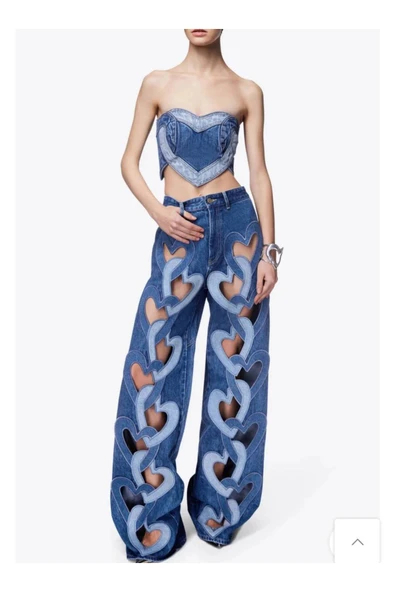 Pinterest Tasarım Kot Pantolon Palazzo Kot Pantolon - Resim 3