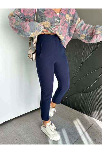 ZR Model Orijinal Marka Fileto Detaylı Kumaş Pantolon Dar Paça Pantolon - Resim 4