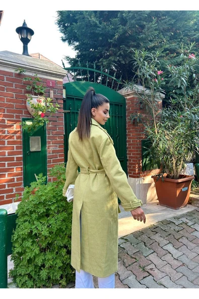 Kuşaklı Kabanlar Astarlıdır Apoletli Uzun Kaşe Kaban - 10