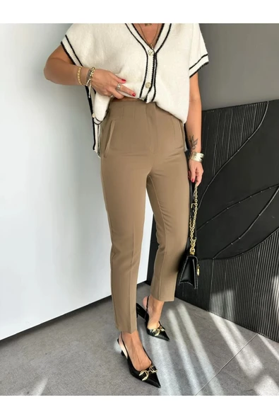 ZR Model Orijinal Marka Fileto Detaylı Kumaş Pantolon Dar Paça Pantolon - Resim 5