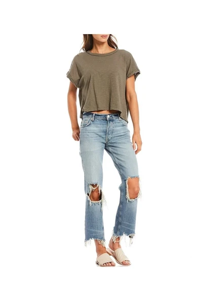 Yırtık Eskitilmiş Detaylı Boru Paça Kot Pantolon - Resim 2