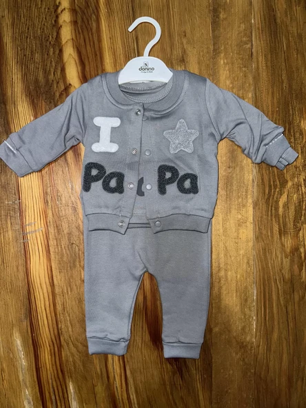 3-12 aylık üçlü kolej ceketli takım gri ürün görseli