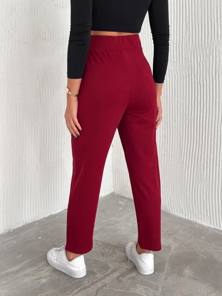 örme krep pantolon çift düğmeli - Resim 7