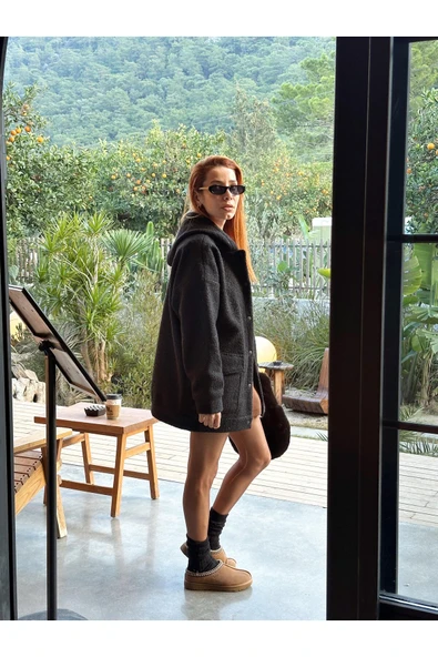 Orijinal Marka Kısa Kalın Astarlı Teddy Kaban Mont Ceket İthal Kumaş - Resim 6