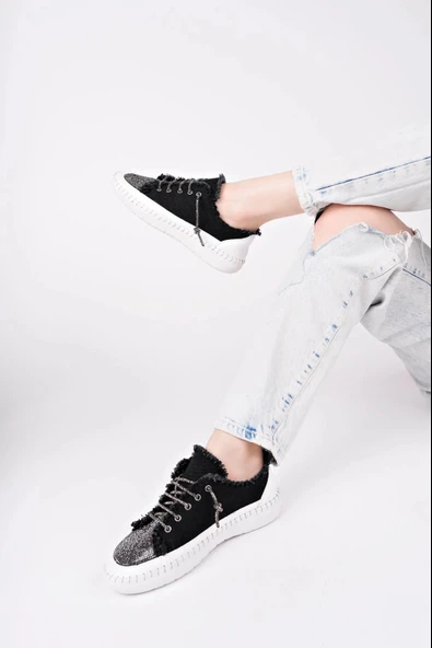 Enber Siyah Kot Bağcıklı Spor Ayakkabı - Resim 3