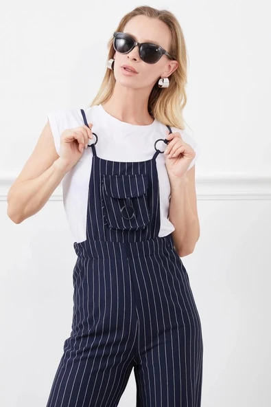 İp askılı beli lastikli tulum - Resim 2