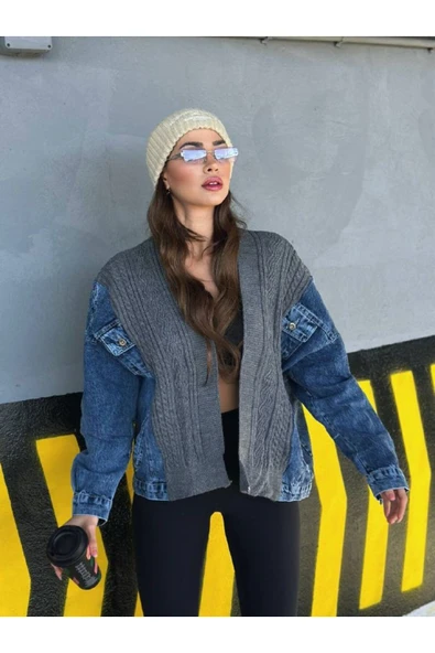 Pinterest Tasarım Trikolu Kot Ceket Triko Ceket Hırka Mont - 1