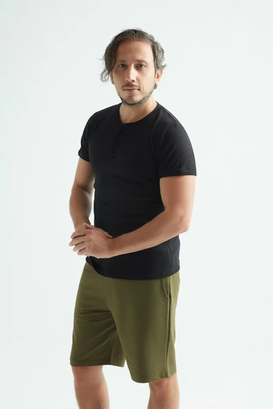 ERDEM İÇ GİYİM Erdem Siyah Düğmeli Kaşkorse Tişört 1125 ürün görseli