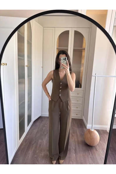 Kurdele Düğmeli Tasarım Yelek Pantolon Takım Premium Kalite - Resim 7