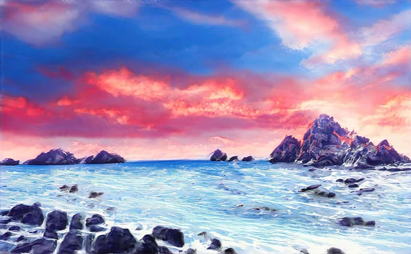 Dalgalı Deniz Kayalık Manzaralı Duvar Kağıdı - Resim 7