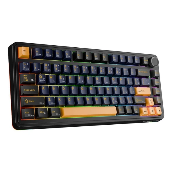 Rampage Quell Siyah Hot Swap 2.4G + BT Wireless RGB Gasket Oil Switch Türkçe Q PBT Keycaps Mekanik Klavye - 2