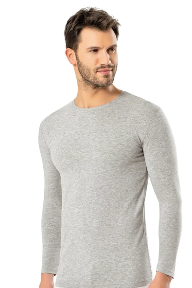 ERDEM İÇ GİYİM Erdem Siyah Slim Fit Uzun Kol Tişört 1123 - Resim 2