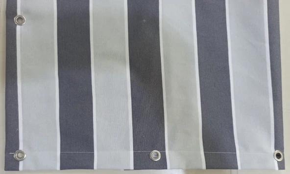 CEYLAN Home Balkon Perdesi Kuş Gözü Ölçü Seçenekli Gri-Gri Çizgili - 4
