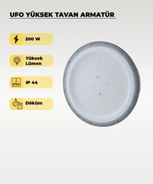 Yüksek Tavan Ufo Armatür 200W - 6500K Beyaz Işık - 1